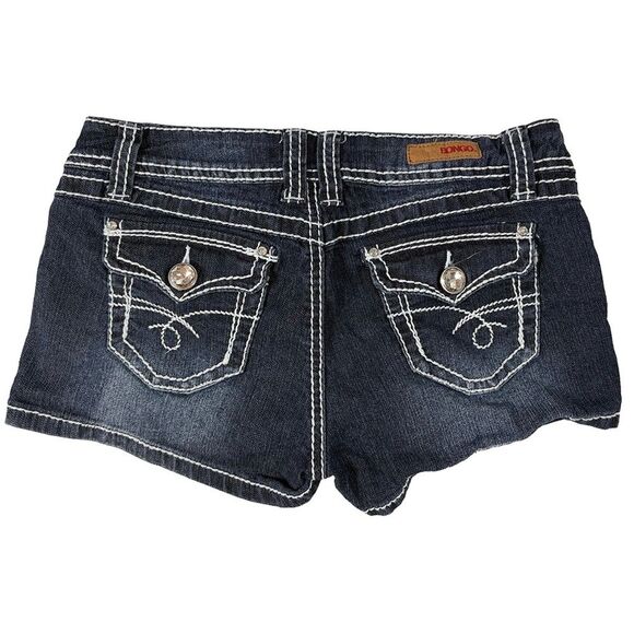 Bongo Dark Wash Denim Shorts | Heavy Contrast Stitch | Size 7 - Picture 2 of 9